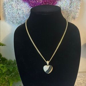 Elegant Gold and Silver Heart Pendant Necklace